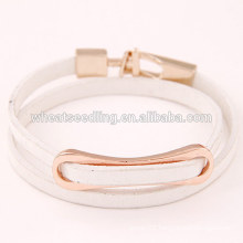 low moq new products2016 sale alloy wrap white bracelet leather